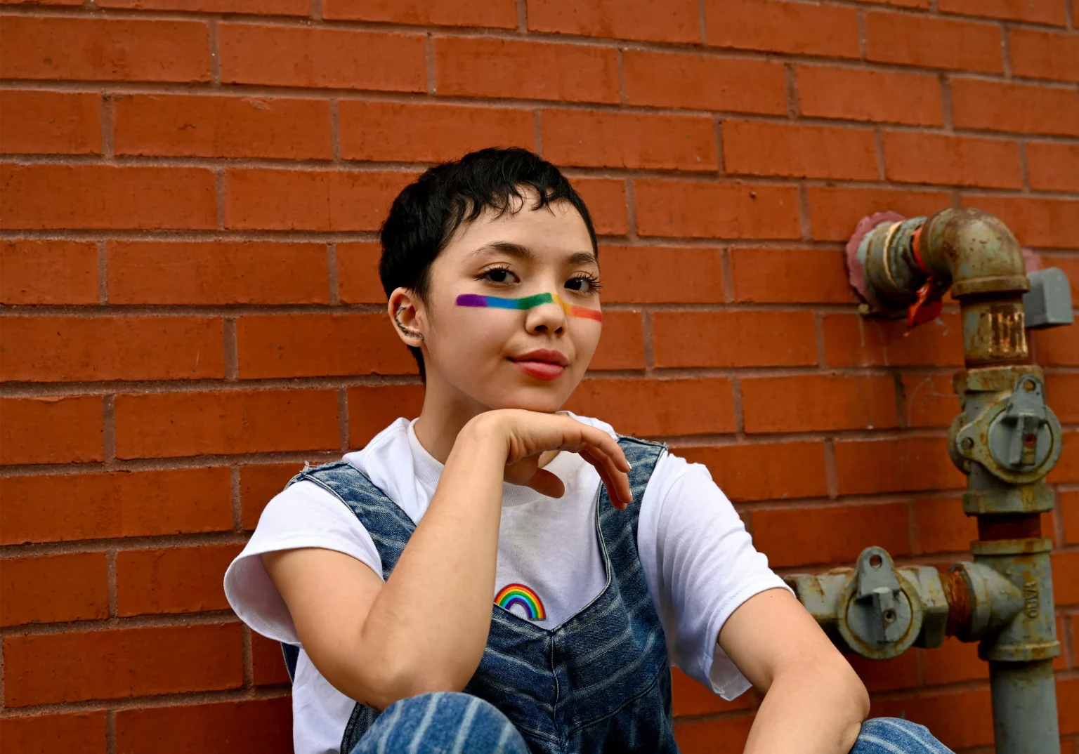 Facialteam Foundation page cover image showing a community activist with a pride flag in her face