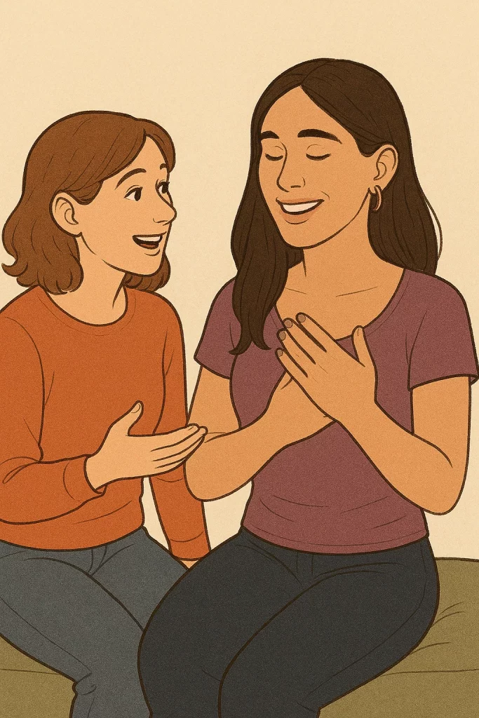 AI Generated Illustration of a Trans Woman receiving compliments for her personality.