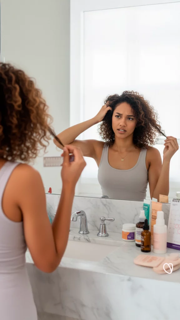 Trans woman kind of impatient because of her hair growth being too slow since she started her transition.