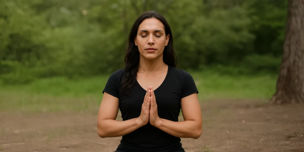 Trans woman meditating