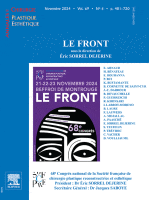 Cover of Le Front magazine with a blue left border, a central purple poster-style image featuring white text and circular design, and a contents list on the right side; the magazine title Le Front is prominently displayed.