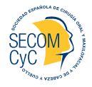 Logo of SECOM CyC (Sociedad Española de Cirugía Oral y Maxilofacial) featuring a yellow circle and blue curved arrow.