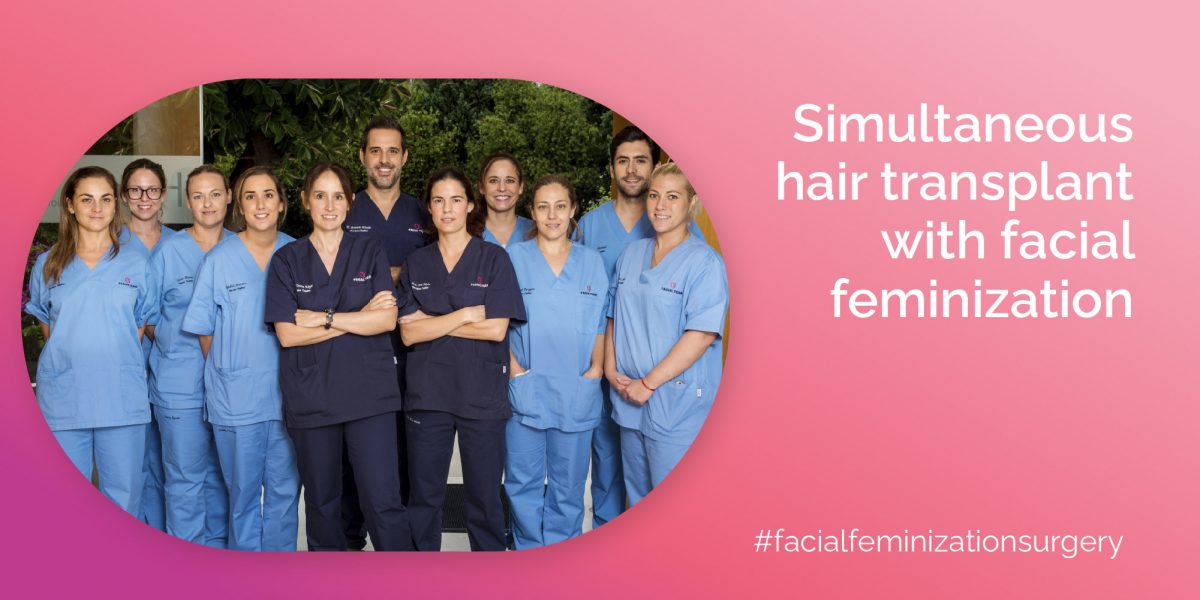 Facialteam's hair-transplantation team posing prior to a simultaneous hair transplant with facial feminization surgery.